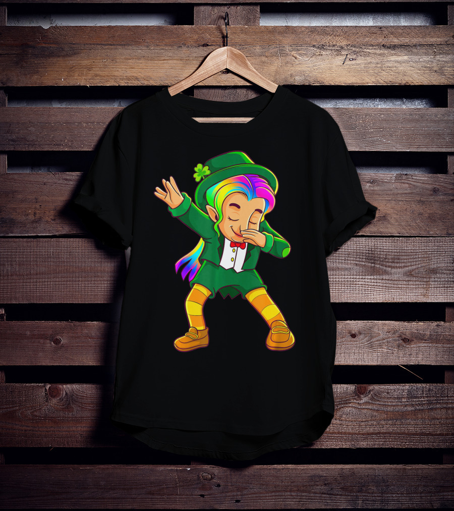 Dabbing Rainbow Leprechaun Girl St Patrick's Day T-Shirt