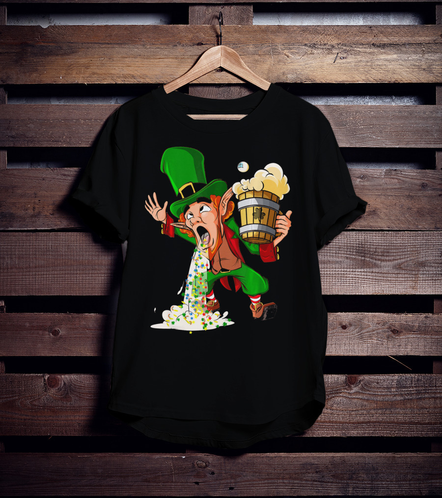 Funny Puking Leprechaun St Patrick's Day Beer T-Shirt