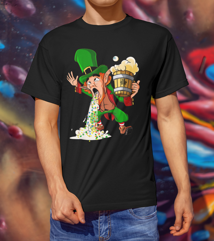 Funny Puking Leprechaun St Patrick's Day Beer T-Shirt