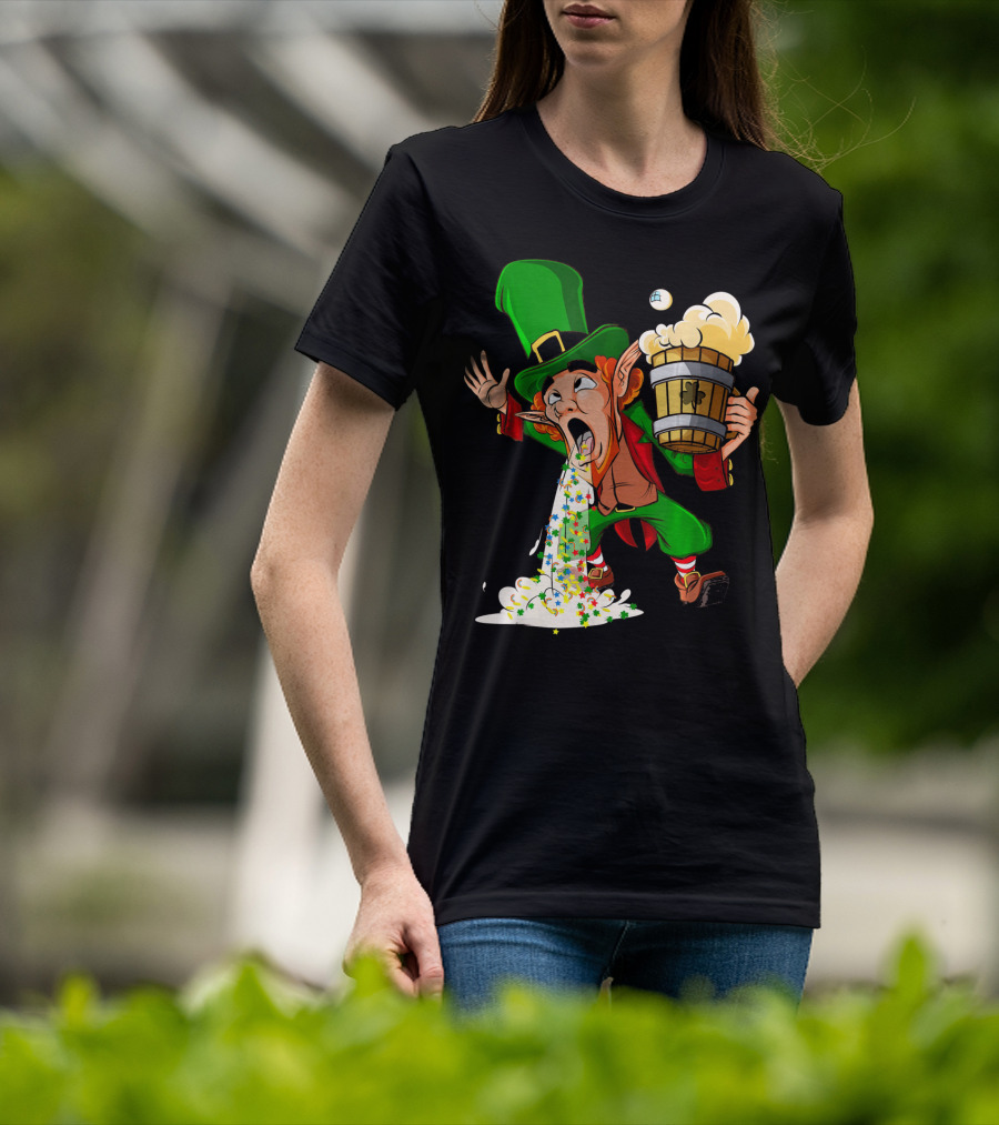 Funny Puking Leprechaun St Patrick's Day Beer T-Shirt