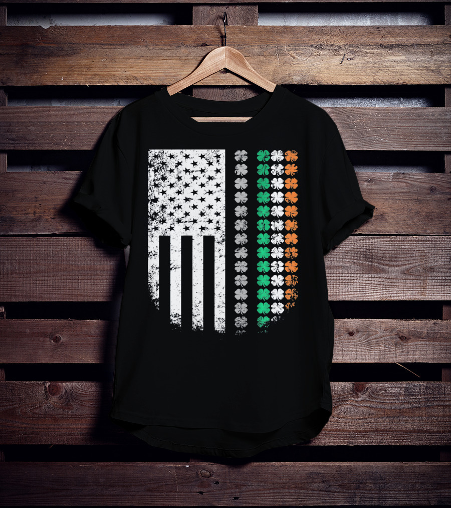 St Patricks Day Shamrock Flag Irish American T-Shirt