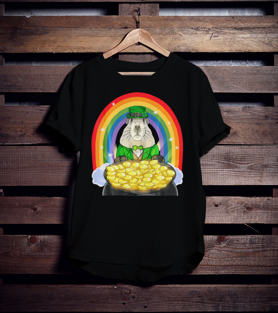 Groundhog Leprechaun Rainbow Gold St. Patrick's Day T-Shirt