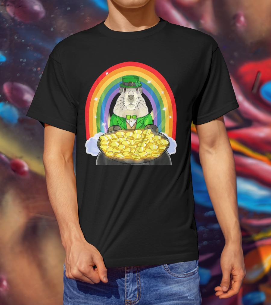 Groundhog Leprechaun Rainbow Gold St. Patrick's Day T-Shirt