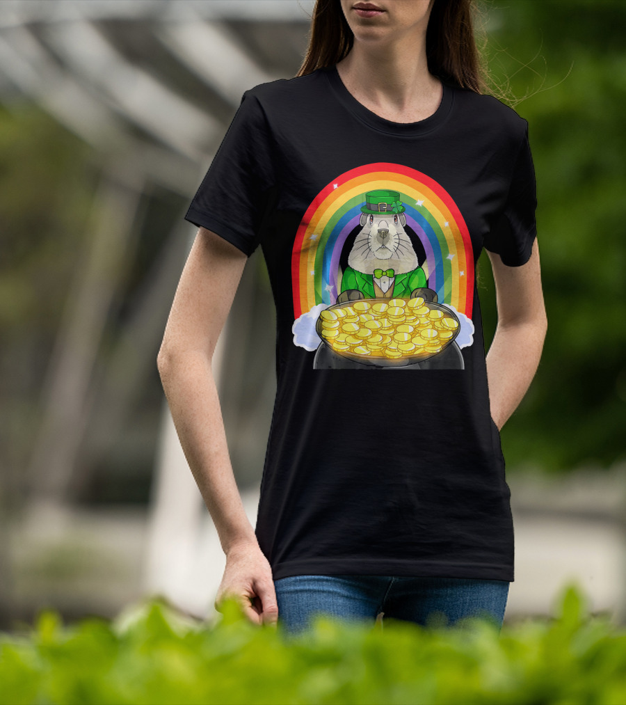 Groundhog Leprechaun Rainbow Gold St. Patrick's Day T-Shirt