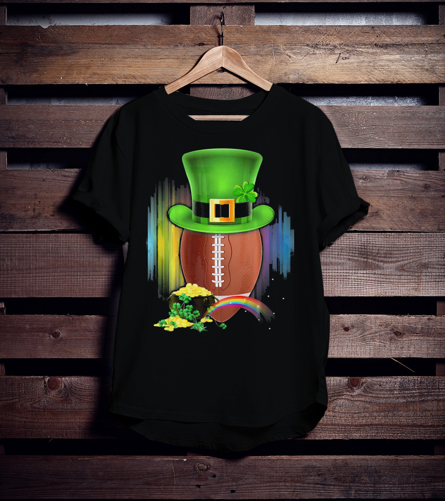 Saint Patricks Day Rugby Leprechaun Coin Rainbow T-Shirt
