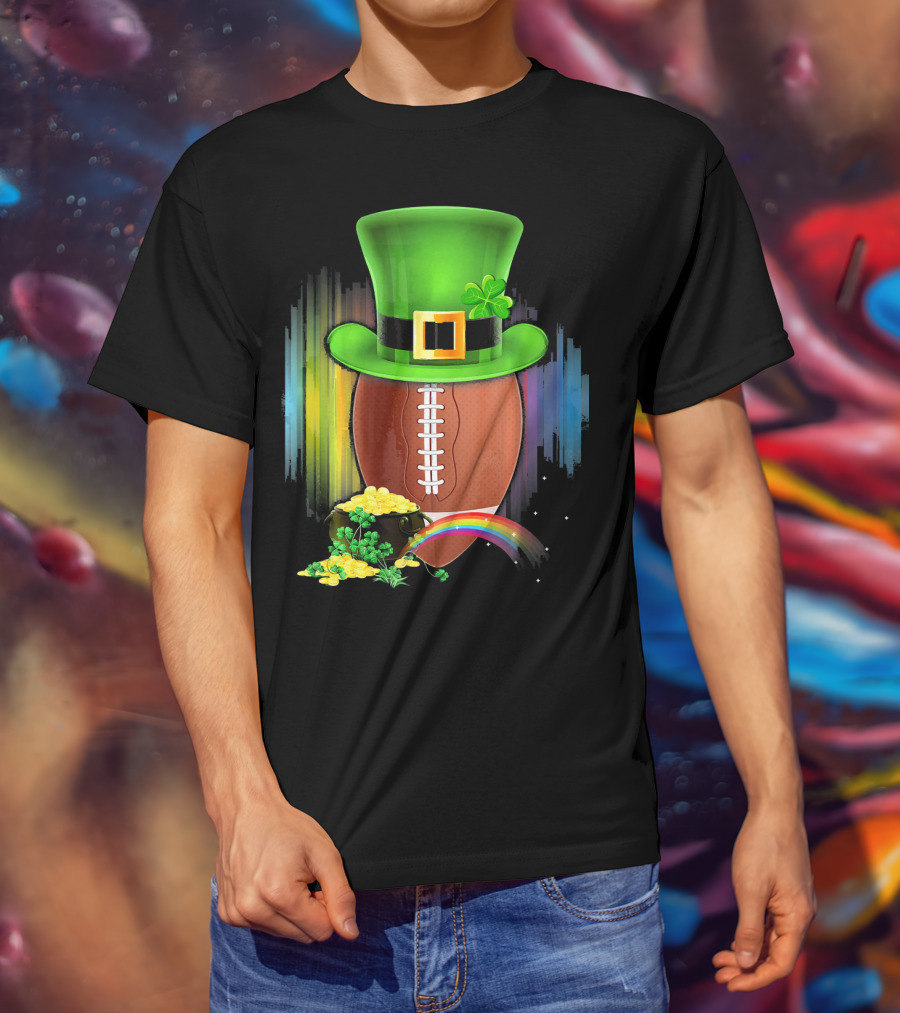 Saint Patricks Day Rugby Leprechaun Coin Rainbow T-Shirt