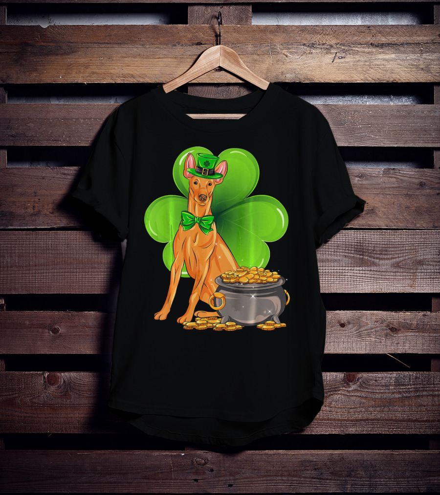 Pharaoh Hound St Patricks Day Leprechaun Clover Pot Of Gold T-Shirt