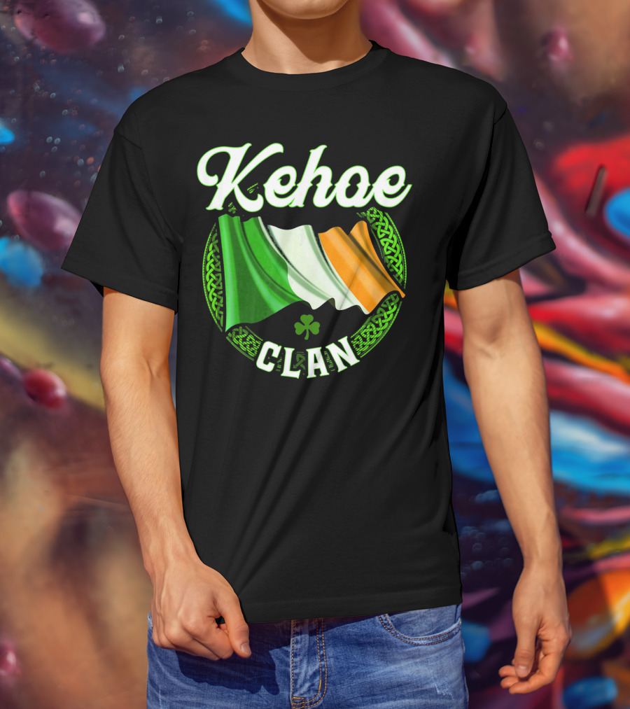 Kehoe Clan Irish Last Name Ireland Flag Shamrock T-Shirt