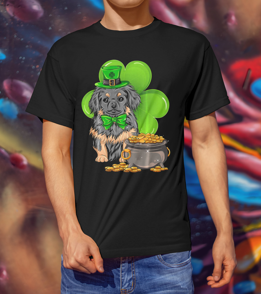 Pekingese St Patricks Day Leprechaun Dog Clover Hat Pot Of Gold T-Shirt