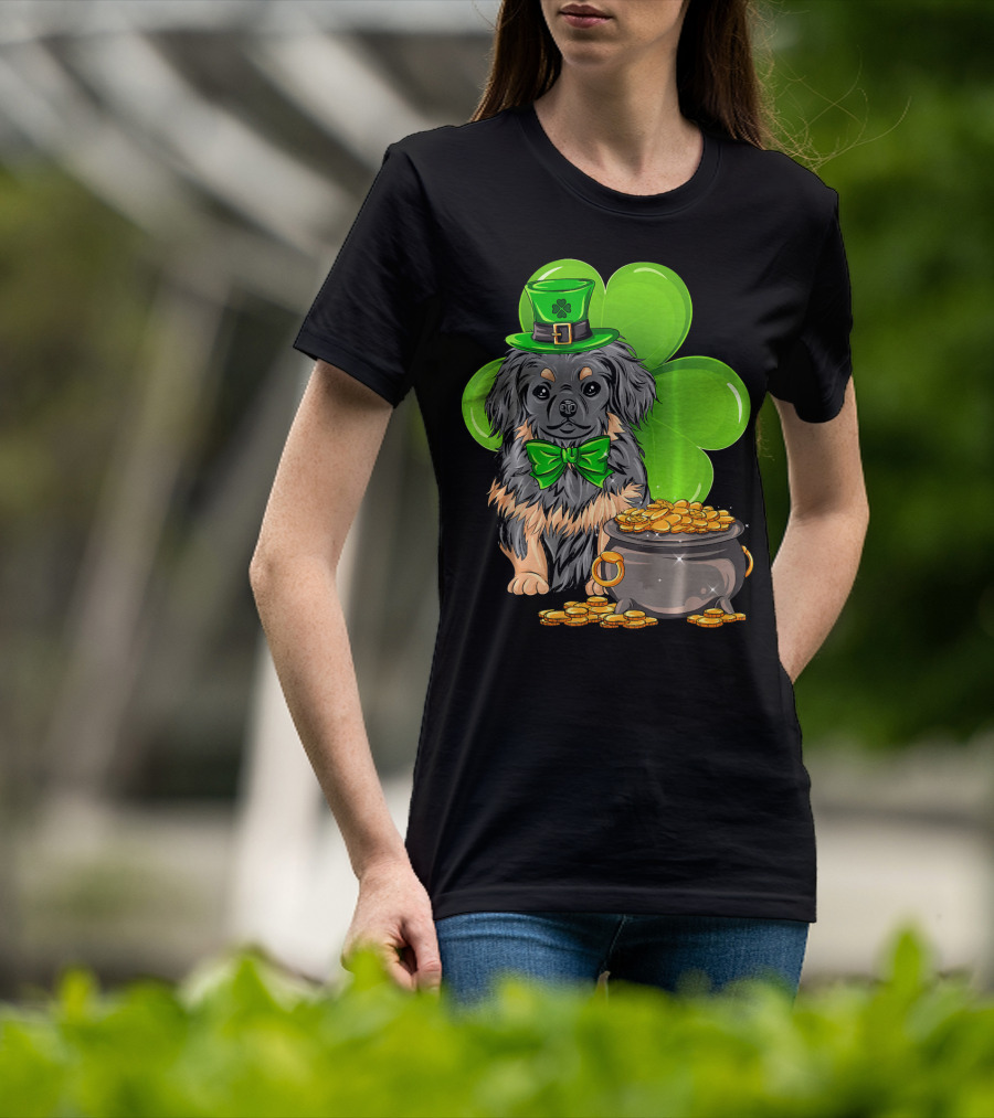 Pekingese St Patricks Day Leprechaun Dog Clover Hat Pot Of Gold T-Shirt