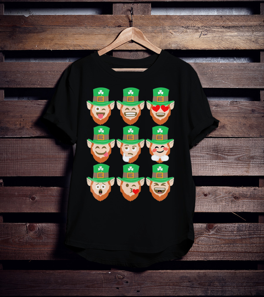 St. Patrick Day Emoji Funny Leprechaun Expressions T-Shirt