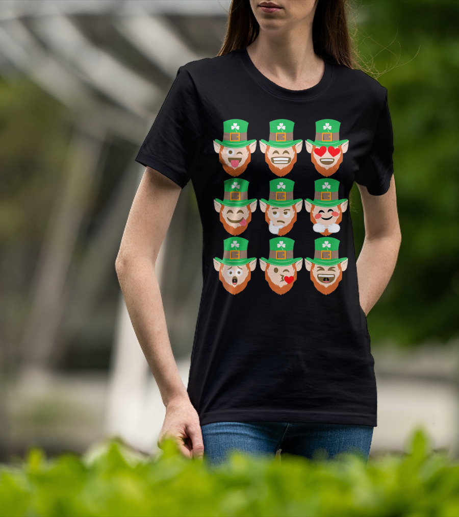 St. Patrick Day Emoji Funny Leprechaun Expressions T-Shirt