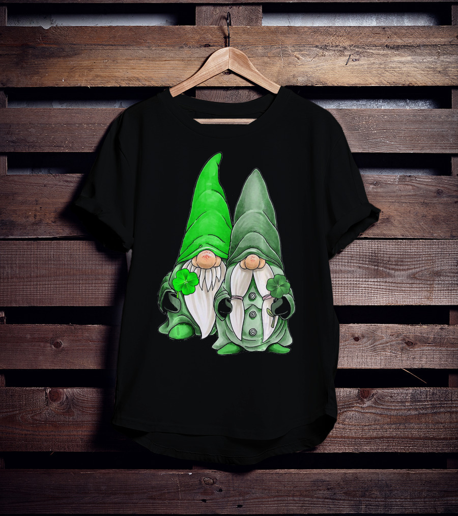 Green Gnomes Tomte Leprechaun Shamrock St. Patrick's Day Duo T-Shirt