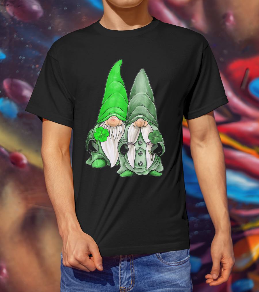 Green Gnomes Tomte Leprechaun Shamrock St. Patrick's Day Duo T-Shirt