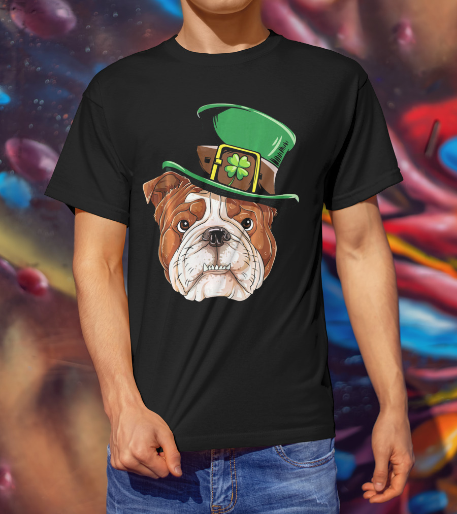 English Bulldog St. Patrick's Day Hat T-Shirt