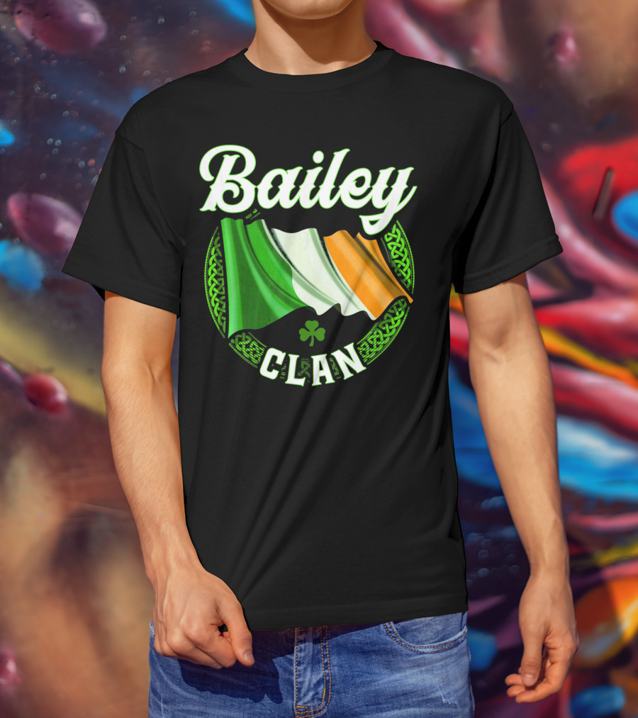 Bailey Clan Irish Flag Shamrock T-Shirt