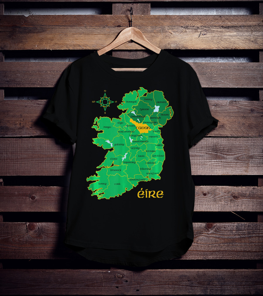 Cavan Éire Irish County Map Ireland T-Shirt