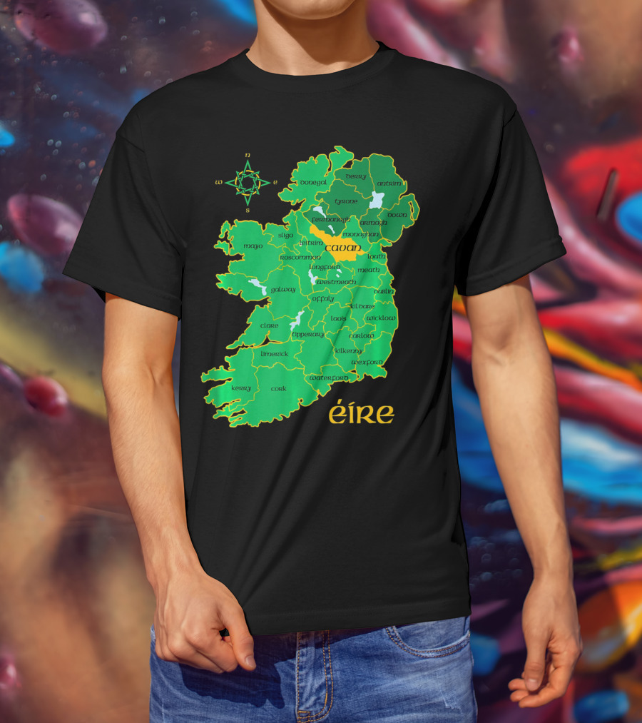 Cavan Éire Irish County Map Ireland T-Shirt