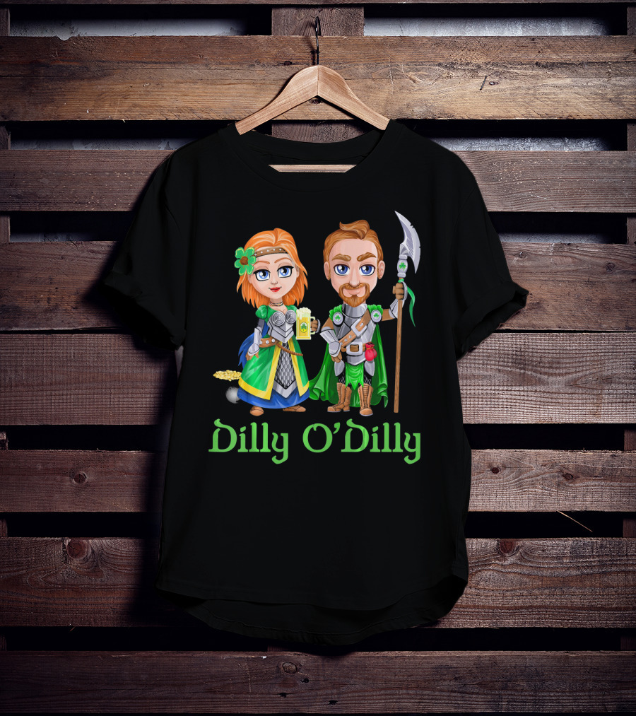 St. Patricks Day Dilly O'Dilly With Fantasy Characters And Shamrock Ale T-Shirt