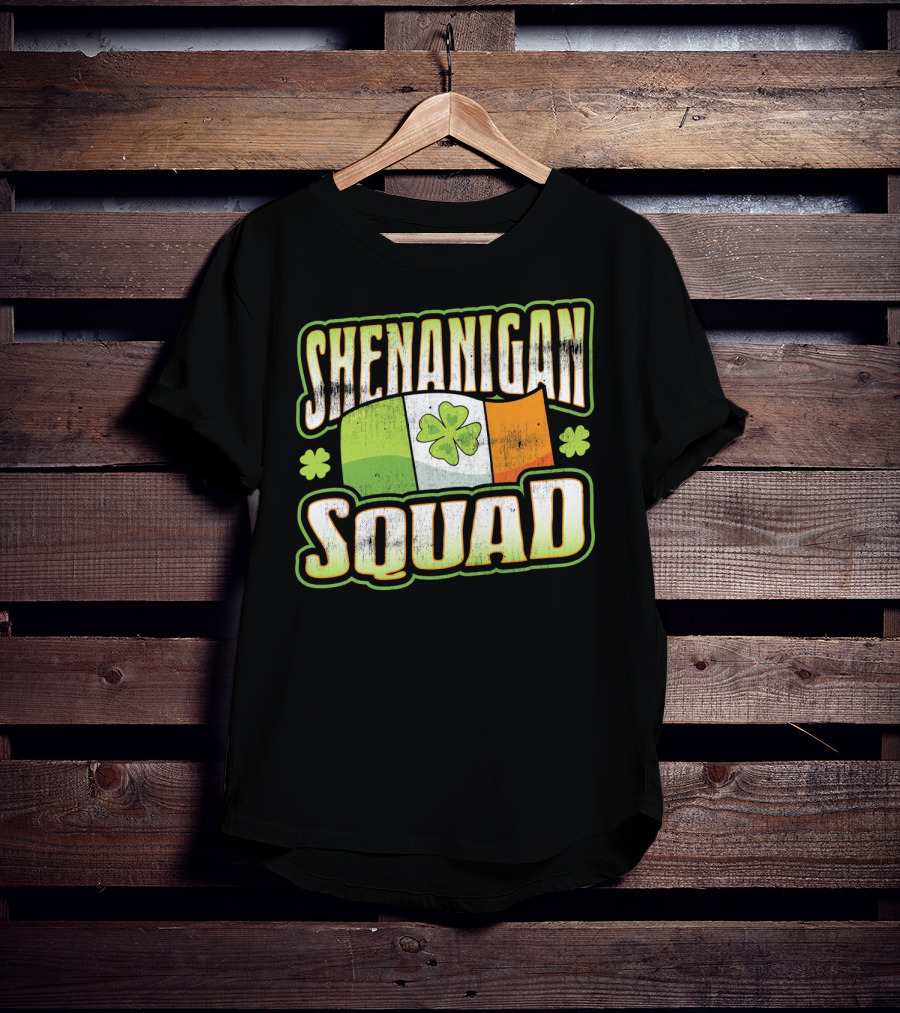 Shenanigan Squad Irish Flag Clover Retro T-Shirt