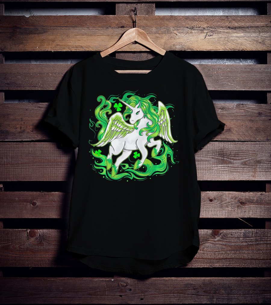 Irish Unicorn With Shamrocks Saint Patrick's Day Humor T-Shirt