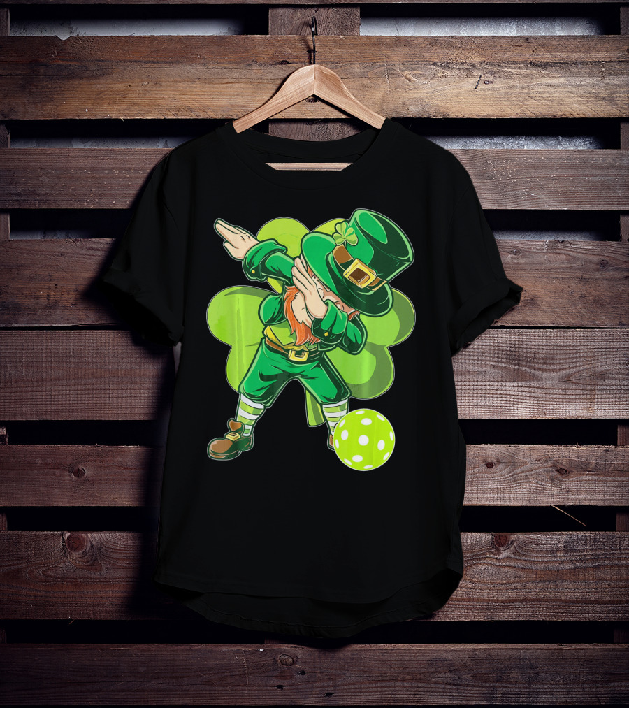 Funny Dabbing Leprechaun Pickleball Sport T-Shirt