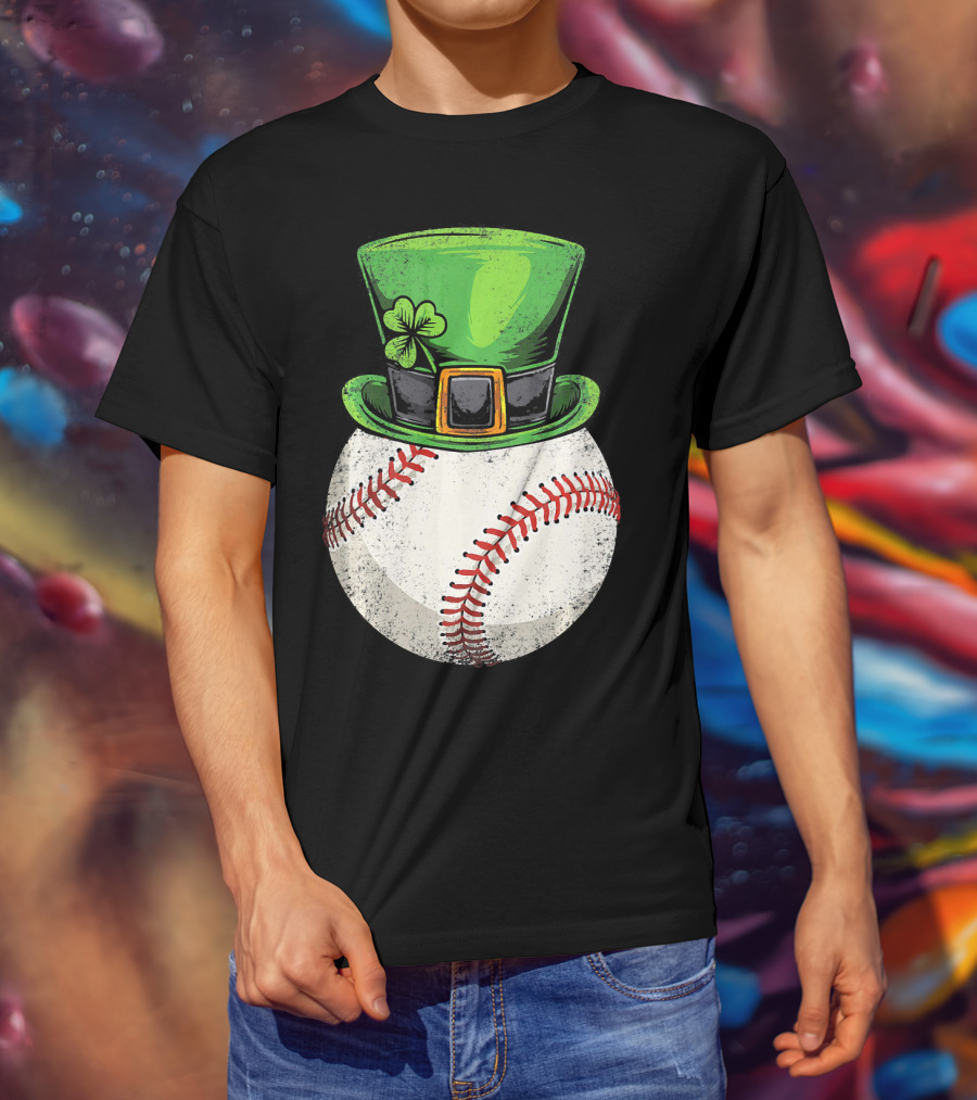 St Patricks Baseball Leprechaun Shamrock Hat T-Shirt