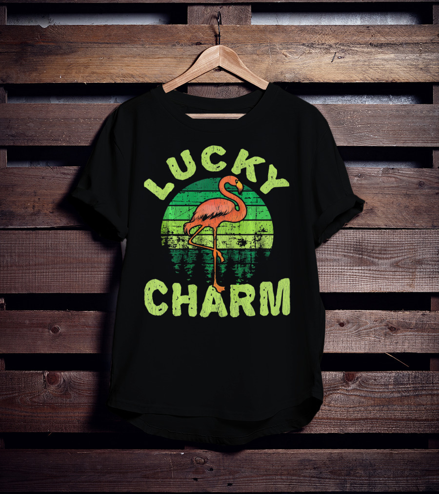 Lucky Charm Flamingo Vintage Bird Lovers T-Shirt