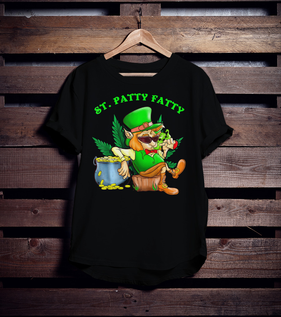 St. Patty Fatty Cool St. Patrick's Weed Smoking Leprechaun T-Shirt