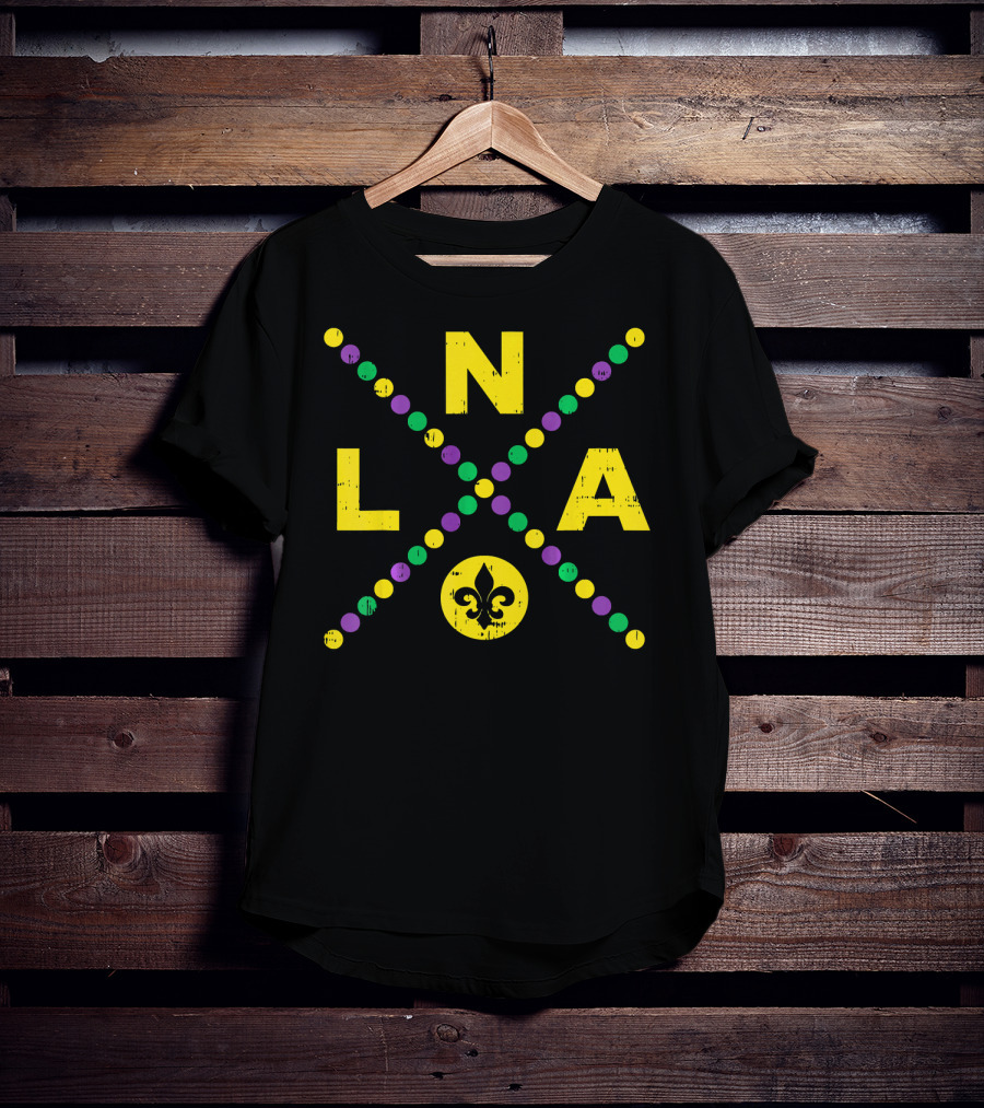 NOLA New Orleans Louisiana Jester Fleur-de-Lis Mardi Gras Colors T-Shirt