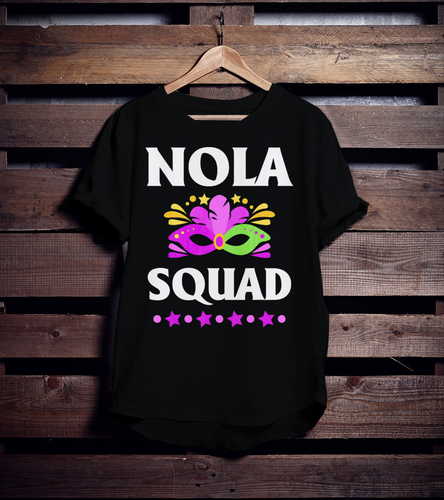 Nola Squad Mardi Gras Mask Stars T-Shirt
