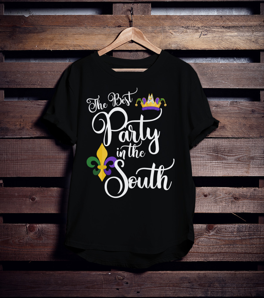 The Best Party In The South Mardi Gras Fleur-de-Lis Crown T-Shirt