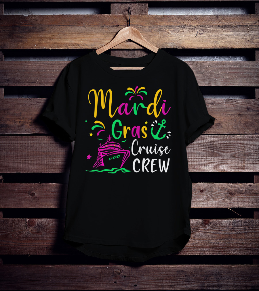 Mardi Gras Cruise Crew Funny Anchor Fireworks Ship T-Shirt