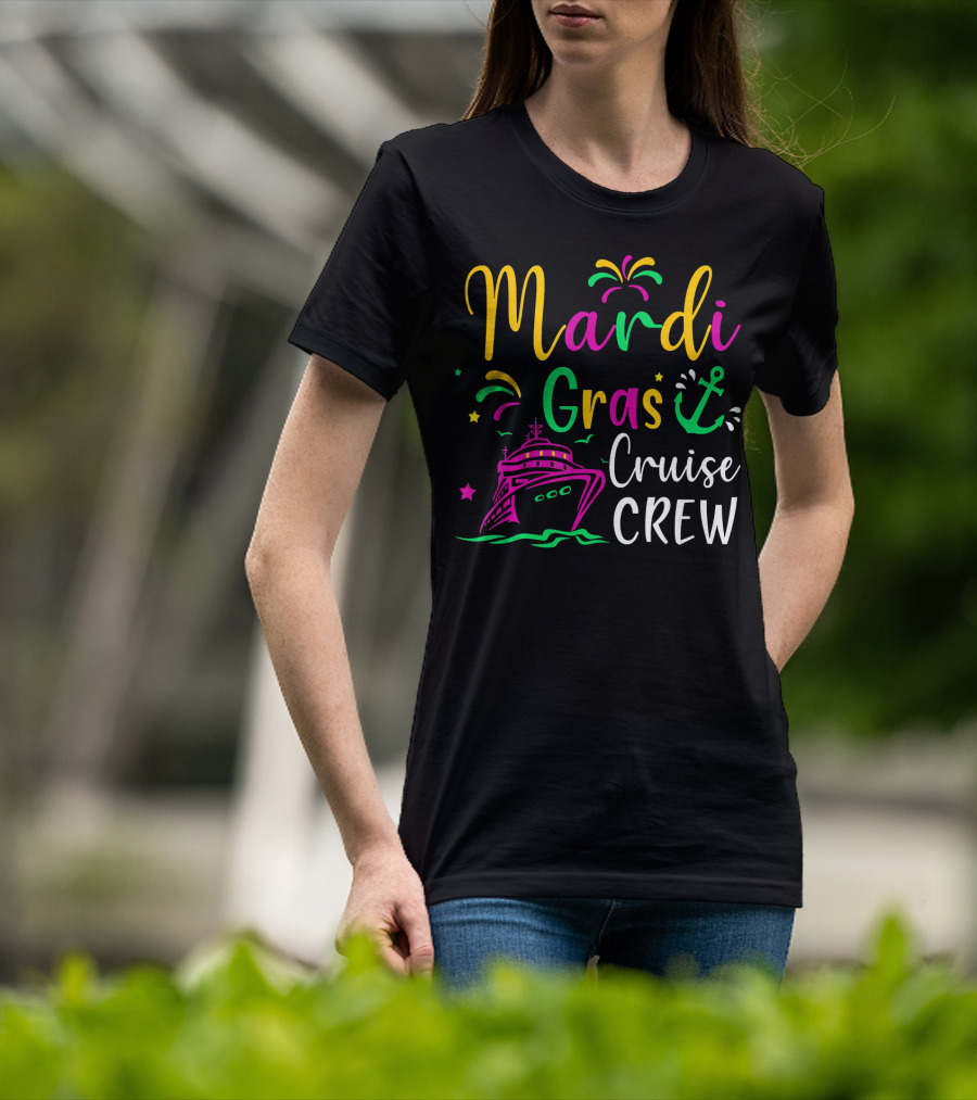 Mardi Gras Cruise Crew Funny Anchor Fireworks Ship T-Shirt