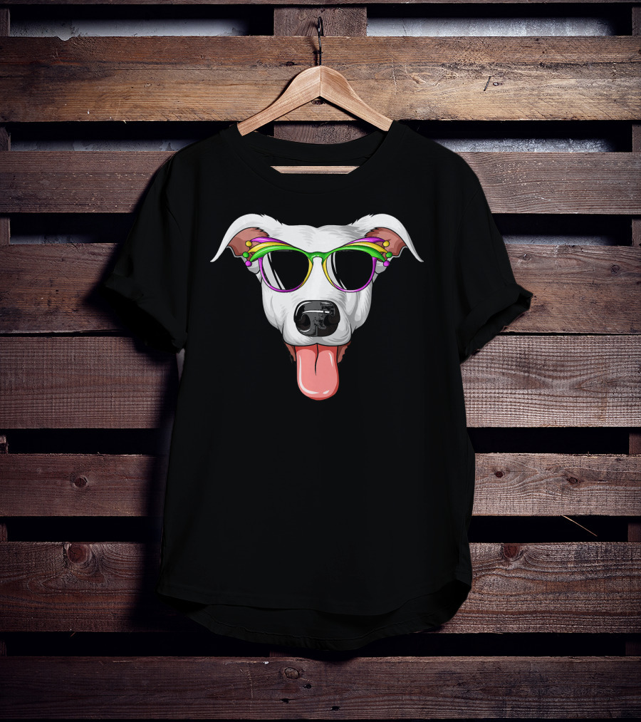 Greyhound Mardi Gras Carnival Mask Dog With Sunglasses T-Shirt