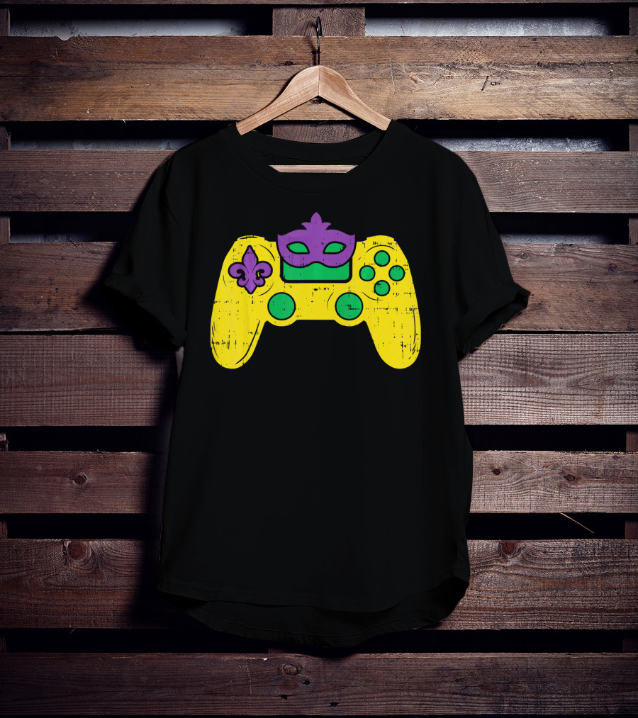 Mardi Gras Video Game Controller Gamer E Sports T-Shirt