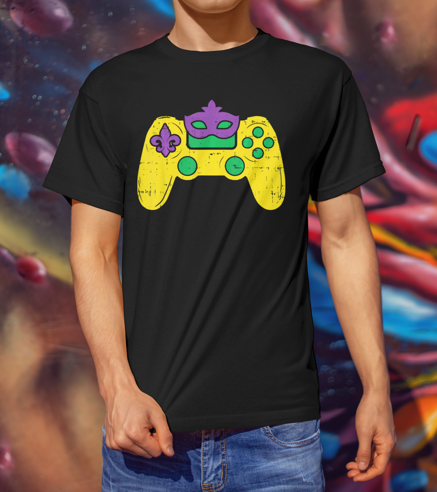 Mardi Gras Video Game Controller Gamer E Sports T-Shirt