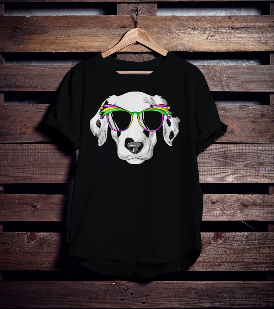 Dalmatian Mardi Gras Carnival Mask Dalma Glasses T-Shirt