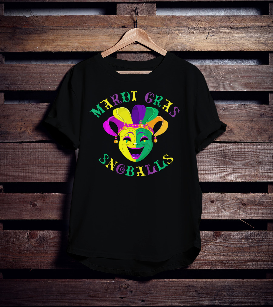 Mardi Gras Snoballs Jester Mask Party Vibes T-Shirt