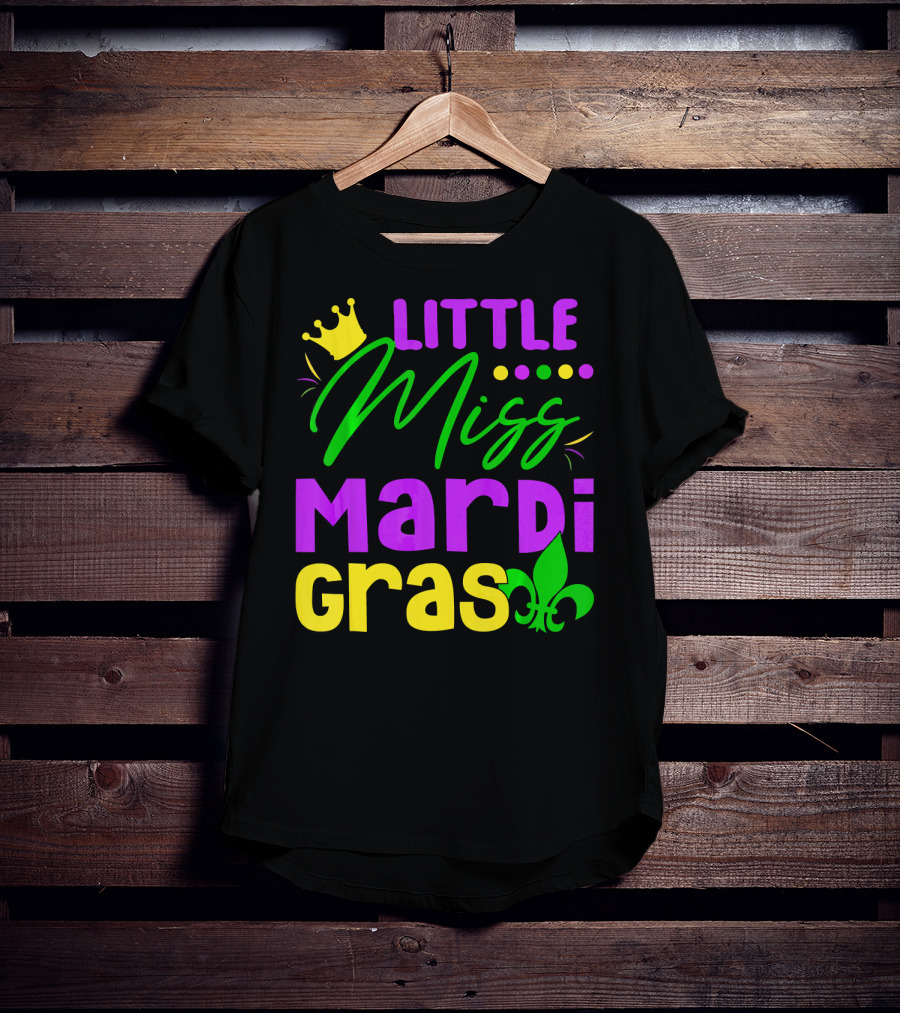 Little Miss Mardi Gras Fleur-de-Lis Crown Carnival T-Shirt