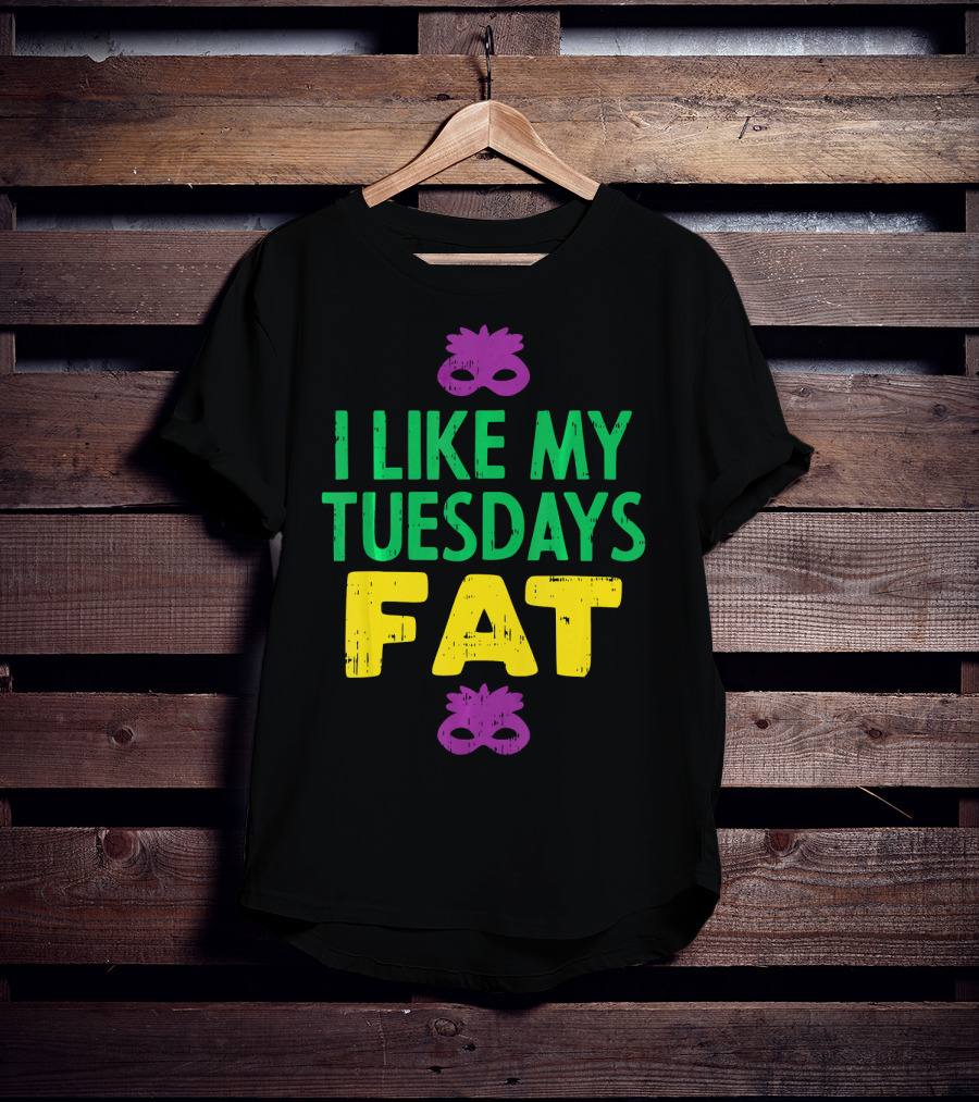 I Like My Tuesdays Fat Mardi Gras Jester Mask T-Shirt