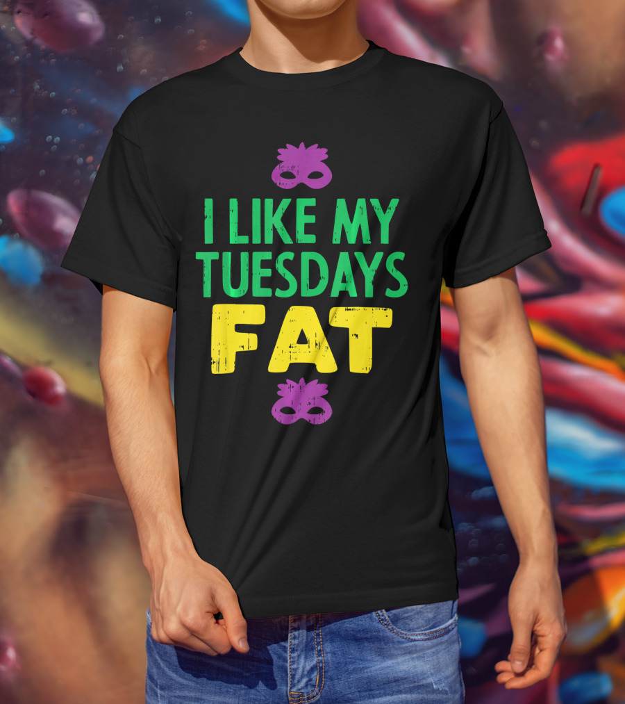 I Like My Tuesdays Fat Mardi Gras Jester Mask T-Shirt