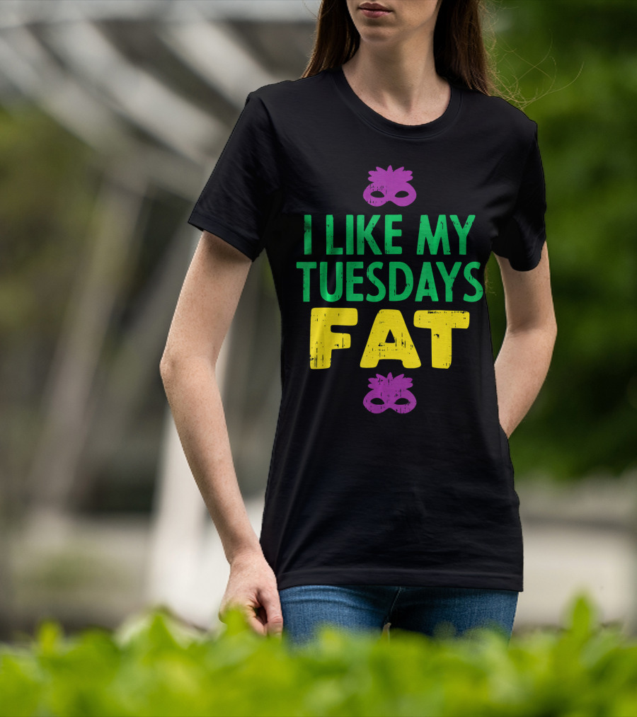 I Like My Tuesdays Fat Mardi Gras Jester Mask T-Shirt