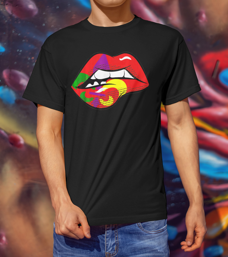 Mardi Gras Fleur De Lis Lips Party Pop T-Shirt