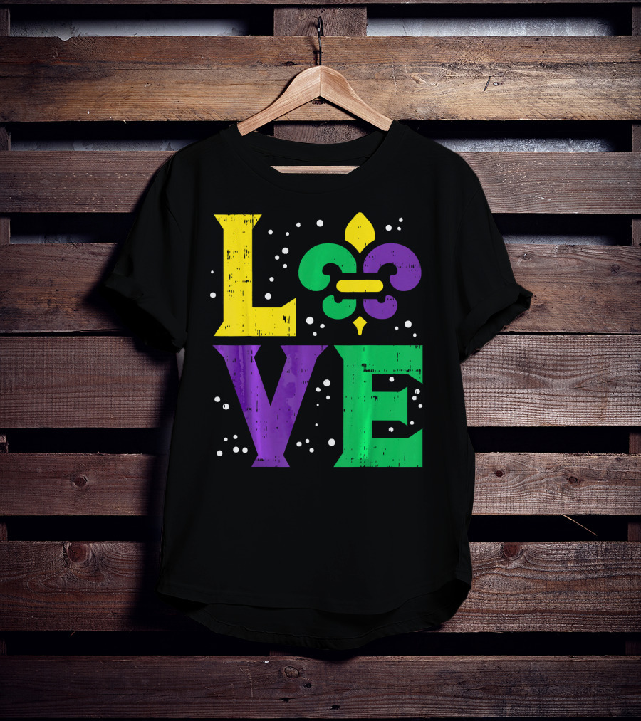 Love Jester Hat Funny Mardi Gras Carnival Fleur-de-Lis T-Shirt