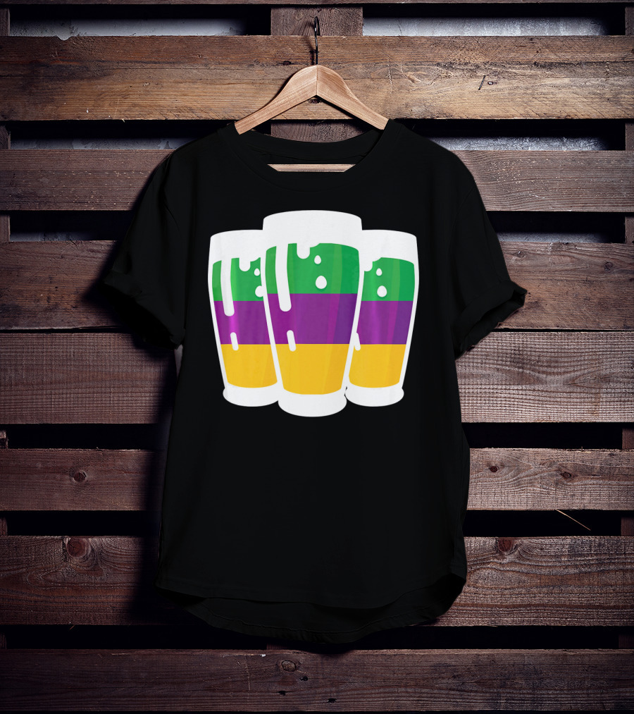 Mardi Gras Beer Funny Mardi Gras Party Carnival Colors T-Shirt