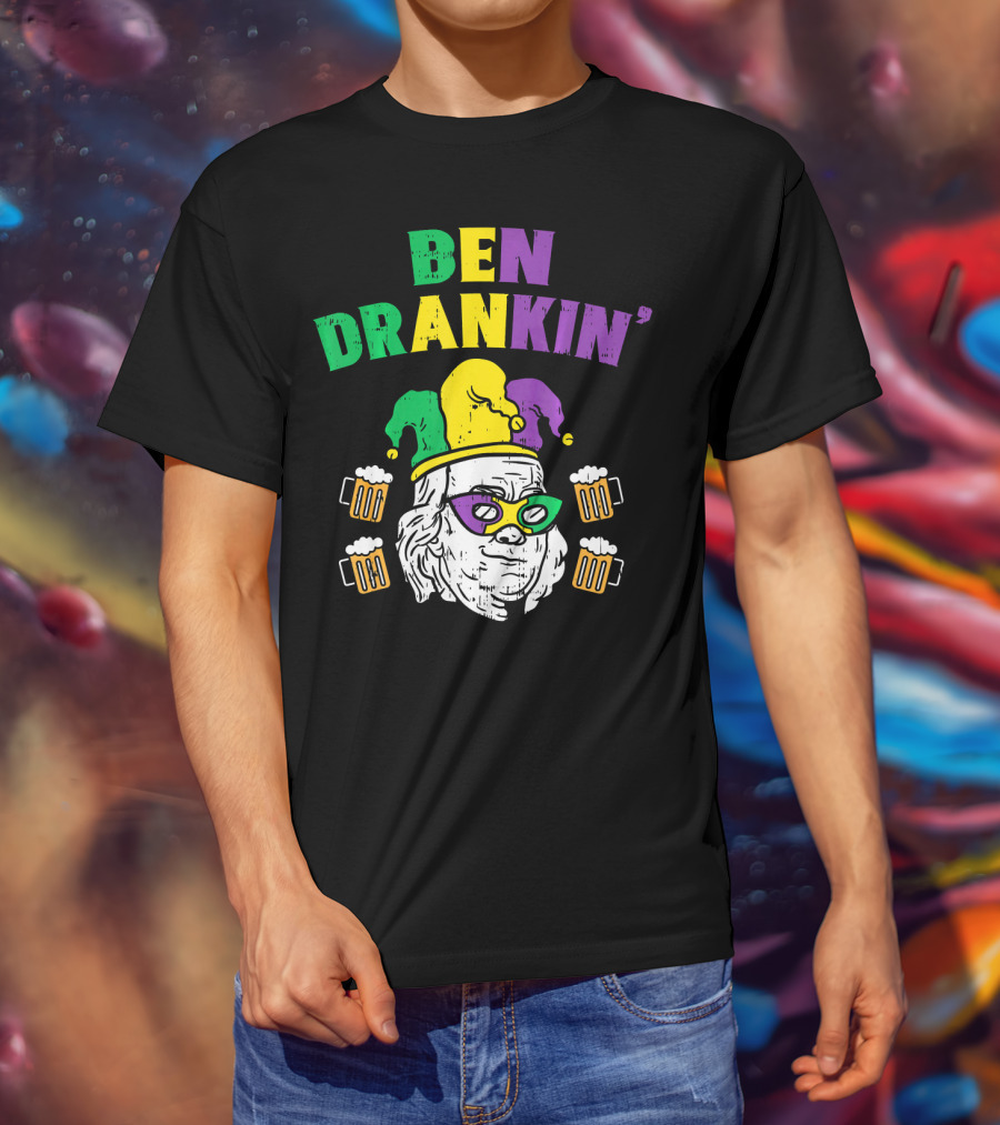 Ben Drankin' Franklin Jester Mask Beer Mugs T-Shirt