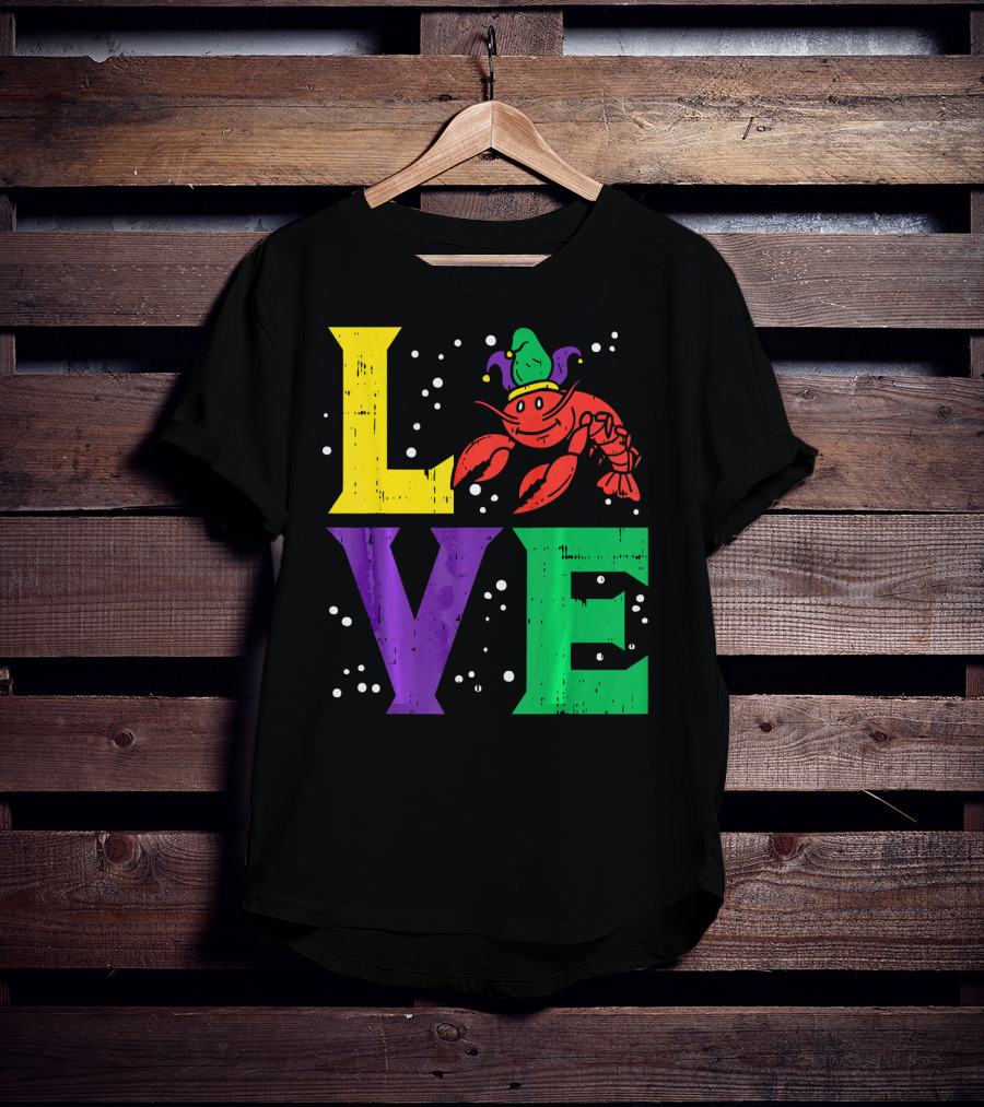 Love Crawfish Jester Hat Mardi Gras T-Shirt