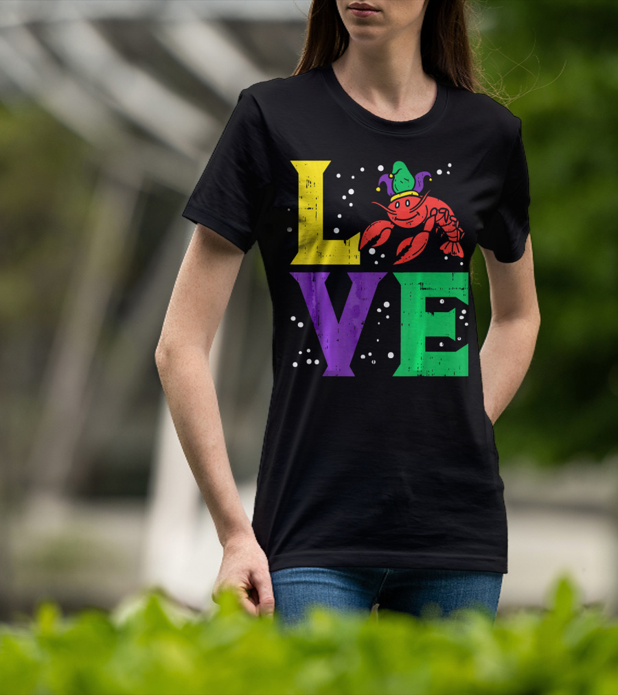 Love Crawfish Jester Hat Mardi Gras T-Shirt