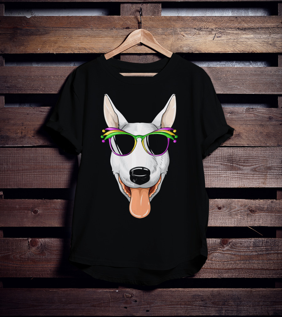 Bull Terrier Mardi Gras Carnival Sunglasses Mask T-Shirt
